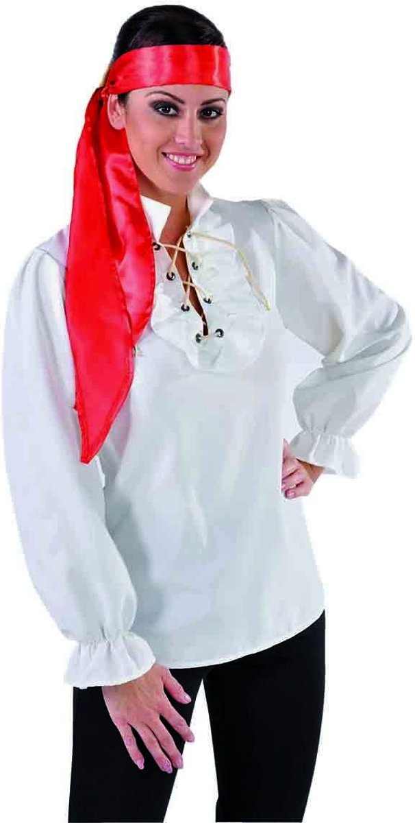 Piraat & Viking Kostuum | Blouse Piraat Wit Als Gebroken Botten Vrouw | Small | Carnaval kostuum | Verkleedkleding